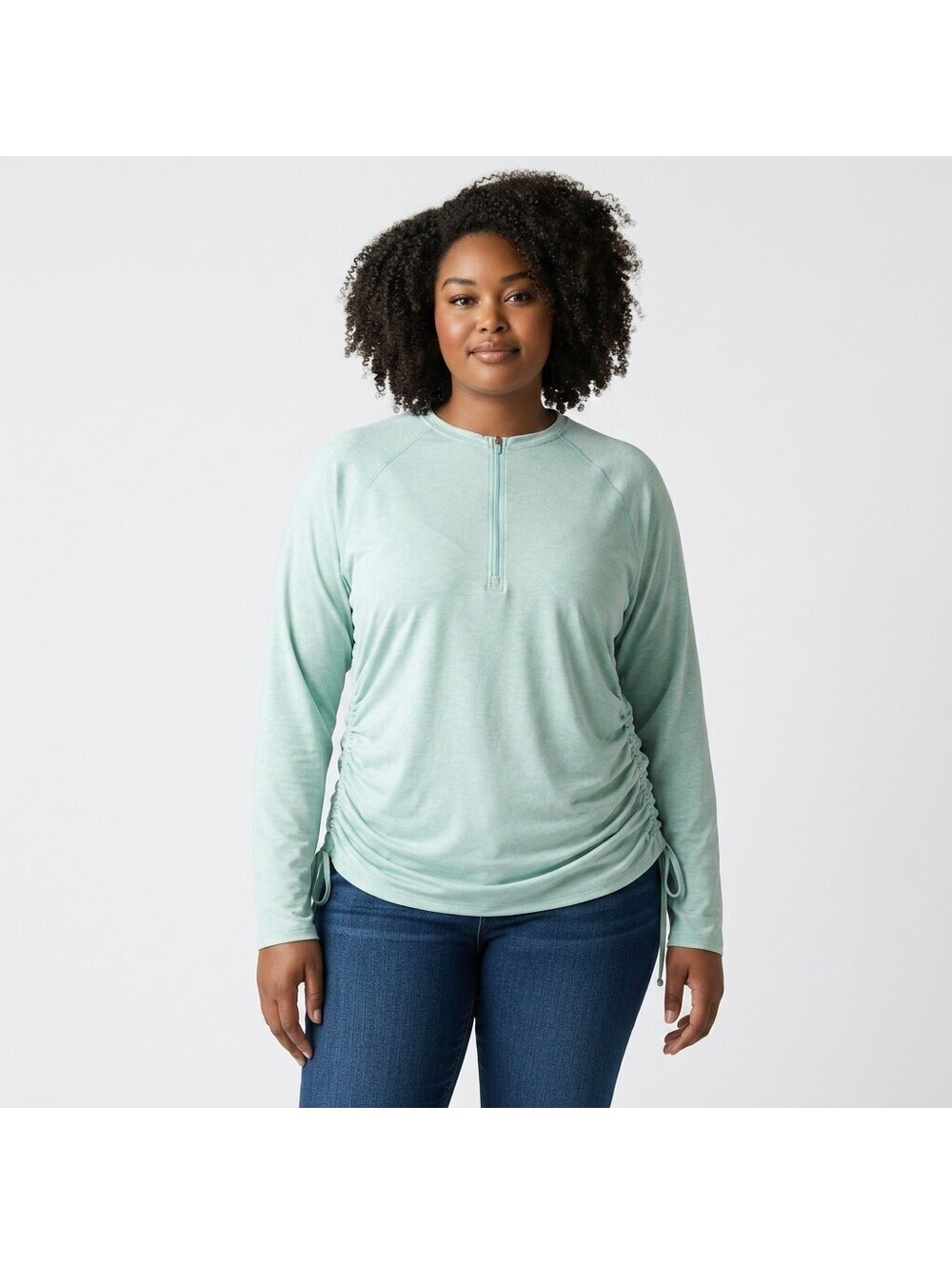 Calia Activewear T-Shirt Women XL Blue Zipper Long Sleeve Gym Running Athletic